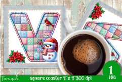 Christmas Letters Coaster Sublimation BUNDLE / Monogram PNG Product Image 23
