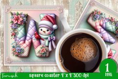 Christmas Letters Coaster Sublimation BUNDLE / Monogram PNG Product Image 24