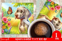 funny WEIMARANER square coaster Sublimation PNG Product Image 1