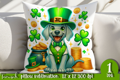 Weimaraner dog St Patrick LUCKY pillow sublimation Product Image 1