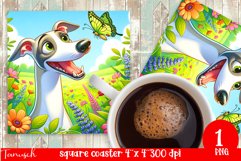 funny WHIPPET DOG square coaster Sublimation Product Image 1