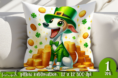 Whippet dog St Patrick LUCKY pillow sublimation Product Image 1
