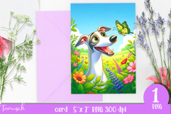 cute DOG card printable SUBLIMATION flowers Product Image 1