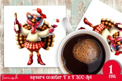 funny wine animals square coaster sublimation design TURKEY Product Image 1