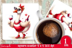 funny wine animals square coaster sublimation design GOOSE Product Image 1