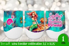 watercolor mermaid wine tumbler sublimation wine Product Image 1