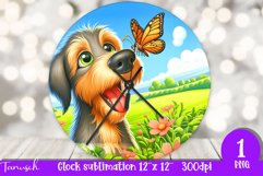 Floral WOLFHOUND Wall Clock spring SUBLIMATION PNG Product Image 1