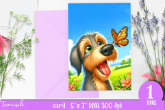 cute DOG card printable SUBLIMATION flowers Product Image 1