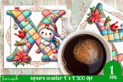Christmas Letters Coaster Sublimation BUNDLE / Monogram PNG Product Image 25
