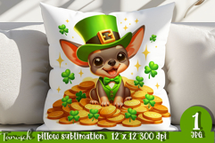 solo naked dog St Patrick LUCKY pillow sublimation Product Image 1