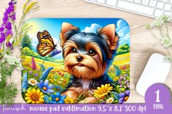 Floral mouse pad YORKSHIRE TERRIER spring SUBLIMATION Product Image 1