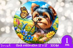Floral YORKI Wall Clock spring SUBLIMATION PNG Product Image 1