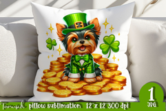 yorkshire terrier dog St Patrick LUCKY pillow sublimation Product Image 1