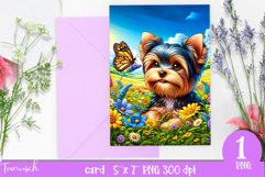 cute DOG card printable SUBLIMATION flowers Product Image 1