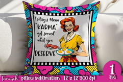 retro housewife funny woman pillow sublimation design JPG Product Image 1