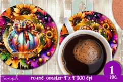 funny FALL Pumpkin with Bow Round Coaster sublimation bundle Product Image 2