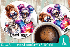 funny Mother&#039;s DAY Wine round coaster Sublimation Product Image 1