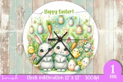 cute EASTER rabbit Wall Clock spring Sublimation PNG Product Image 1