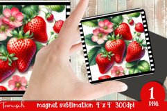cute watercolor strawberry Magnet Sublimation PNG Product Image 1