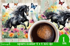 Watercolor horse memorial SQUARE COASTER sublimation PNG Product Image 1