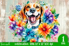 watercolor beagle dog sublimation PNG Product Image 1
