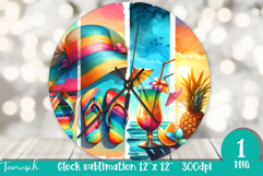 cute SUMMER holidays Wall Clock Sublimation beach design Product Image 1
