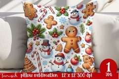 cute rustic Christmas Pillow sublimation / gingerbread Product Image 1