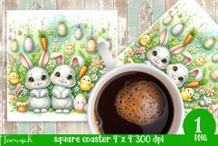 cute EASTER rabbit Square Coaster spring Sublimation PNG Product Image 1
