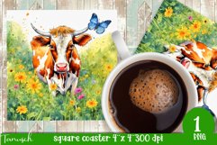 funny COW square coaster sublimation design bundle Product Image 2