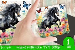 Watercolor horse memorial MAGNET sublimation PNG Product Image 1