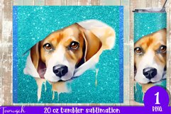 20oz glitter BEAGLE tumbler peeking dog Sublimation PNG Product Image 1