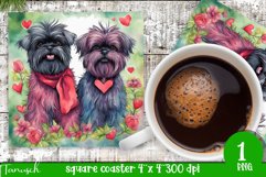 watercolor affenpinscher square coaster sublimation bundle Product Image 2