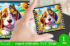Floral DOG magnet sublimation retro frame BEAGLE Product Image 1