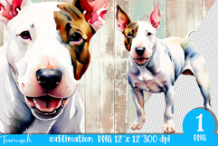 watercolor Bull Terrier dog sublimation PNG Product Image 1