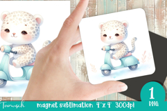 watercolor nursery Animals MAGNET sublimation / Baby Leo Product Image 1