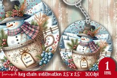 cute rustic Christmas snowman keychain Sublimation Product Image 1