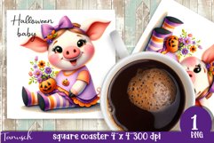 Halloween Animal square coaster sublimation PNG Product Image 5