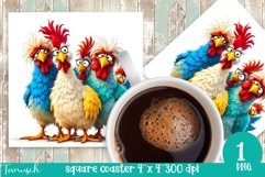 funny farm animals square coaster sublimation PNG Product Image 1