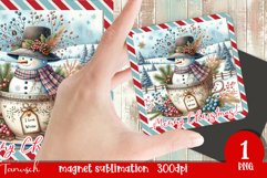 cute rustic Christmas magnet sublimation / snowman Product Image 1