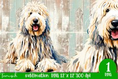 watercolor Komondor dog sublimation PNG Product Image 1