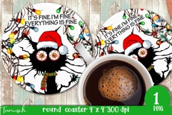 funny christmas round coaster It&#039;s fine, I&#039;m fine design Product Image 1