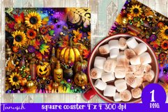 FALL Pumpkin, LEAVES &amp; Sunflowers square coaster bundle Product Image 11