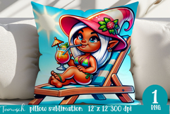 funny hello Summer beach PILLOW sublimation design Product Image 1