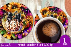 funny FALL Pumpkin with Bow Round Coaster sublimation PNG Product Image 1