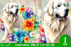 watercolor Great Pyrenees dog sublimation PNG Product Image 1