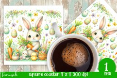 cute EASTER rabbit Square Coaster spring Sublimation PNG Product Image 1