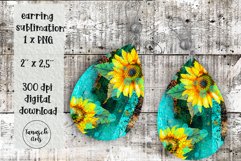 Watercolor sunflowers and glitter earrings Sublimation PNG Product Image 1