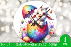 funny happy EASTER wall clock Sublimation hatching Egg Product Image 1