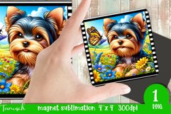 Floral DOG magnet sublimation retro frame TERRIER Product Image 1