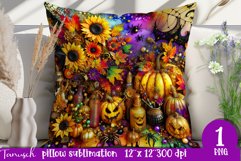 funny FALL Pumpkin with Bow Pillow sublimation PNG Product Image 1